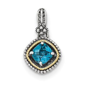 Sterling Silver w/14k London Blue Topaz Post Earrings