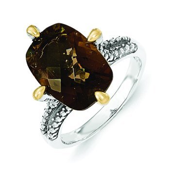 Sterling Silver w/14k Smoky Quartz Ring