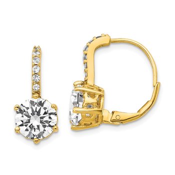 Cheryl M SS & Gold Plated CZ Leverback Earrings