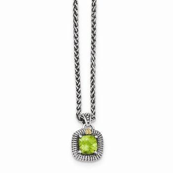 Sterling Silver w/14ky Peridot Necklace