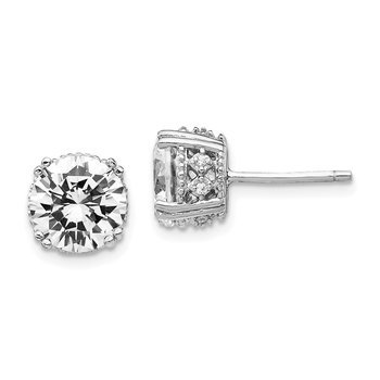 Cheryl M Sterling Silver 8mm CZ Stud Earrings