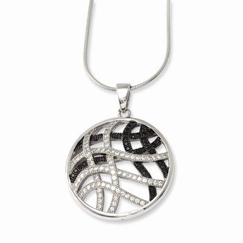 Sterling Silver Brilliant Embers Rhodium-plated CZ Necklace
