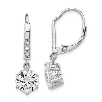 Cheryl M Sterling Silver CZ Leverback Earrings