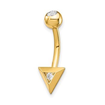 14k Triangle CZ Belly Ring