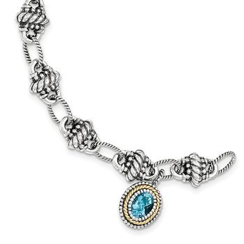 Sterling Silver w/14k Light Swiss Blue Topaz Bracelet