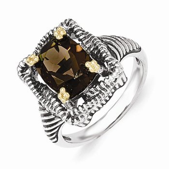 Sterling Silver w/14k Smoky Quartz Ring