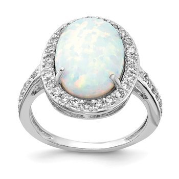 Cheryl M Sterling Silver CZ & Lab created Opal Ring
