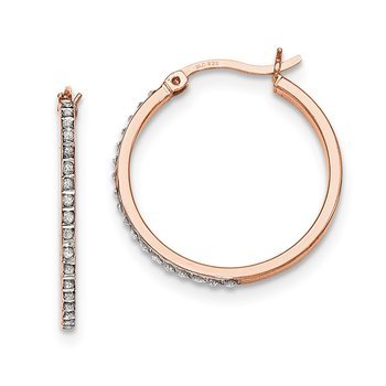 Sterling Silver Diamond Mystique Round Hoop Earrings