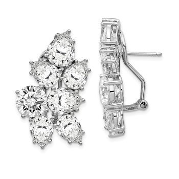 Cheryl M Sterling Silver CZ Fancy Omega Back Earrings