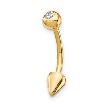 14k CZ Cone Belly Ring
