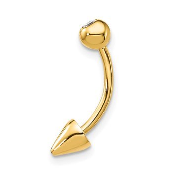 14k CZ Cone Belly Ring