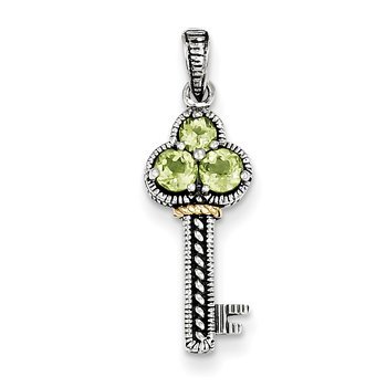 Sterling Silver w/14k Peridot Key Charm
