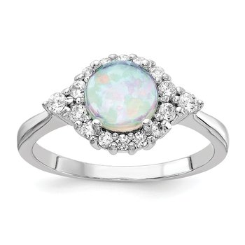 Cheryl M Sterling Silver Lab created Opal & CZ Ring