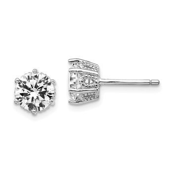 Cheryl M Sterling Silver 6.5mm CZ Stud Earrings