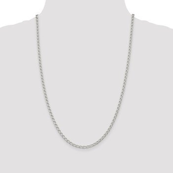 Amore La Vita Sterling Silver Rhodium-plated Polished 3.2mm 10 inch with Lobster Clasp Open Link Charm Anklet QLL100R
