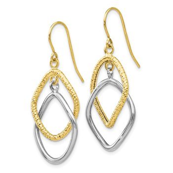 10K Two-tone Shepherd Hook Dangle Earrings