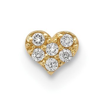 14k 18 Gauge CZ Heart Labret/Face Jewelry