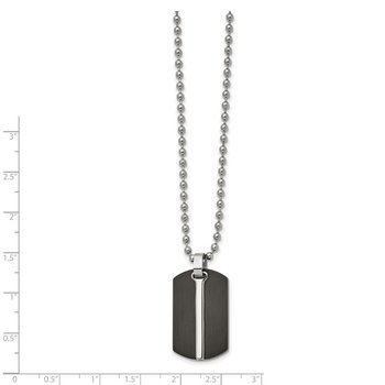 Chisel Stainless Steel Brushed and Polished Black IP-plated Dog Tag on a 24 inch Ball Chain Necklace SRN2724-24