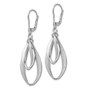 Sterling Silver Polished & Brushed Leverback Earrings