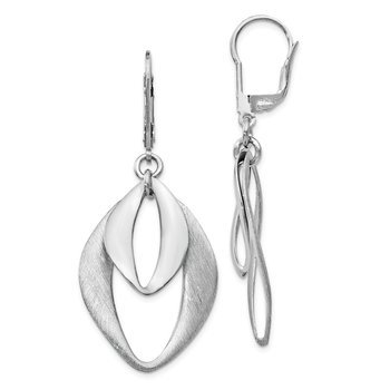 Sterling Silver Polished & Brushed Leverback Earrings