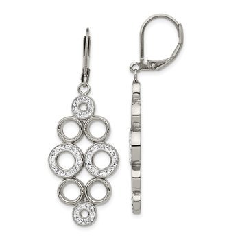 Chisel Stainless Steel Polished with Preciosa Crystal Circles Dangle Leverback Earrings