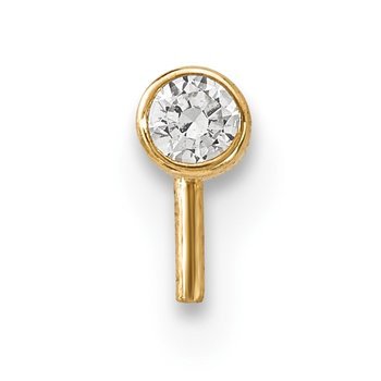 14k 22 Gauge 2.5mm CZ Nose Stud
