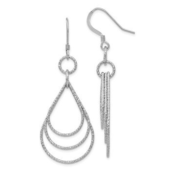 Sterling Silver Textured Shepherd Hook Dangle Earrings