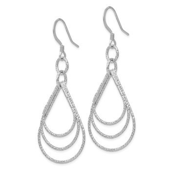 Sterling Silver Textured Shepherd Hook Dangle Earrings