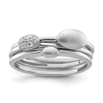 Sterling Silver Rhodium-plated Polished CZ 3 Ring Set QR6129