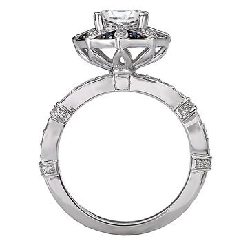 Sapphire and Diamond Semi-Mount Ring