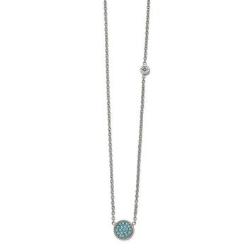 Chisel Stainless Steel Polished Reconstructed Turquoise Circle on a 17.75 inch Cable Chain with a 2 inch Extension Necklace SRN2732-17.75