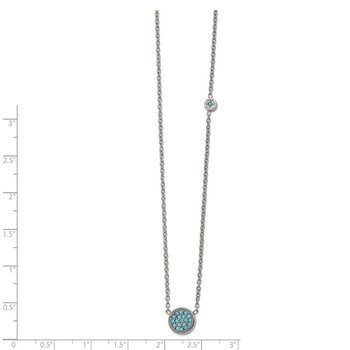 Chisel Stainless Steel Polished Reconstructed Turquoise Circle on a 17.75 inch Cable Chain with a 2 inch Extension Necklace SRN2732-17.75