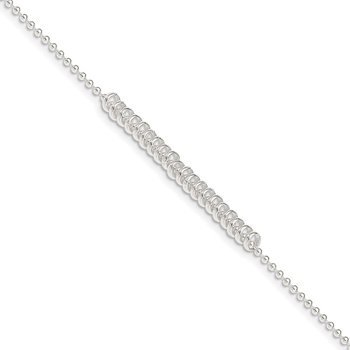 Sterling Silver 9inch Polished Fancy Love Ring Anklet QG286