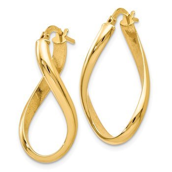 14K Polished Oval Twisted Hoop Earrings