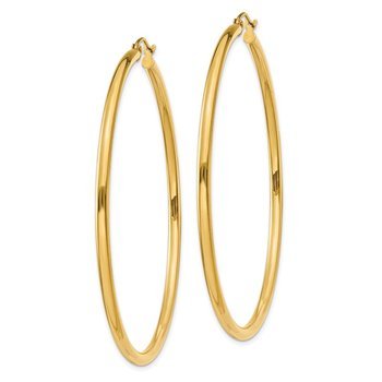 14K Polished 2.5mm Lightweight Tube Hoop Earrings T929L