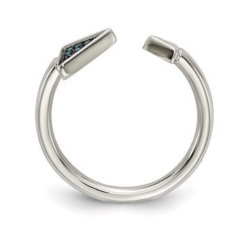Chisel Stainless Steel Polished with Reconstructed Turquoise Triangle Ring SR632
