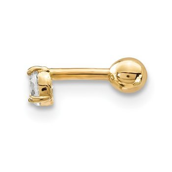 14k 18 Gauge 3mm CZ Labret/Face Jewelry