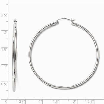 10K White Gold Polished Hinged Hoop Earrings