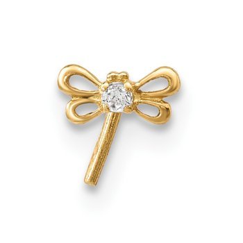 14k 22 Gauge CZ Butterfly Nose Stud
