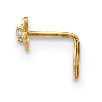 14k 22 Gauge CZ Butterfly Nose Stud